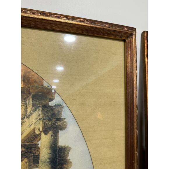 Set of Two Antique Lithograph framed and matted Oval Roman style columns - Picture 7 of 10